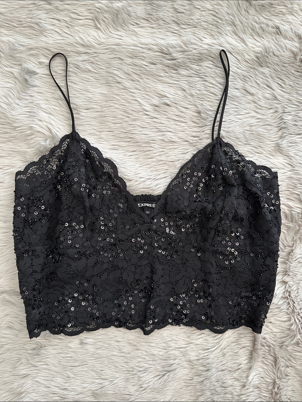 Express Lace Beaded Crop Tank